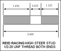 High Steer ARP Stud and Nut SINGLE KIT